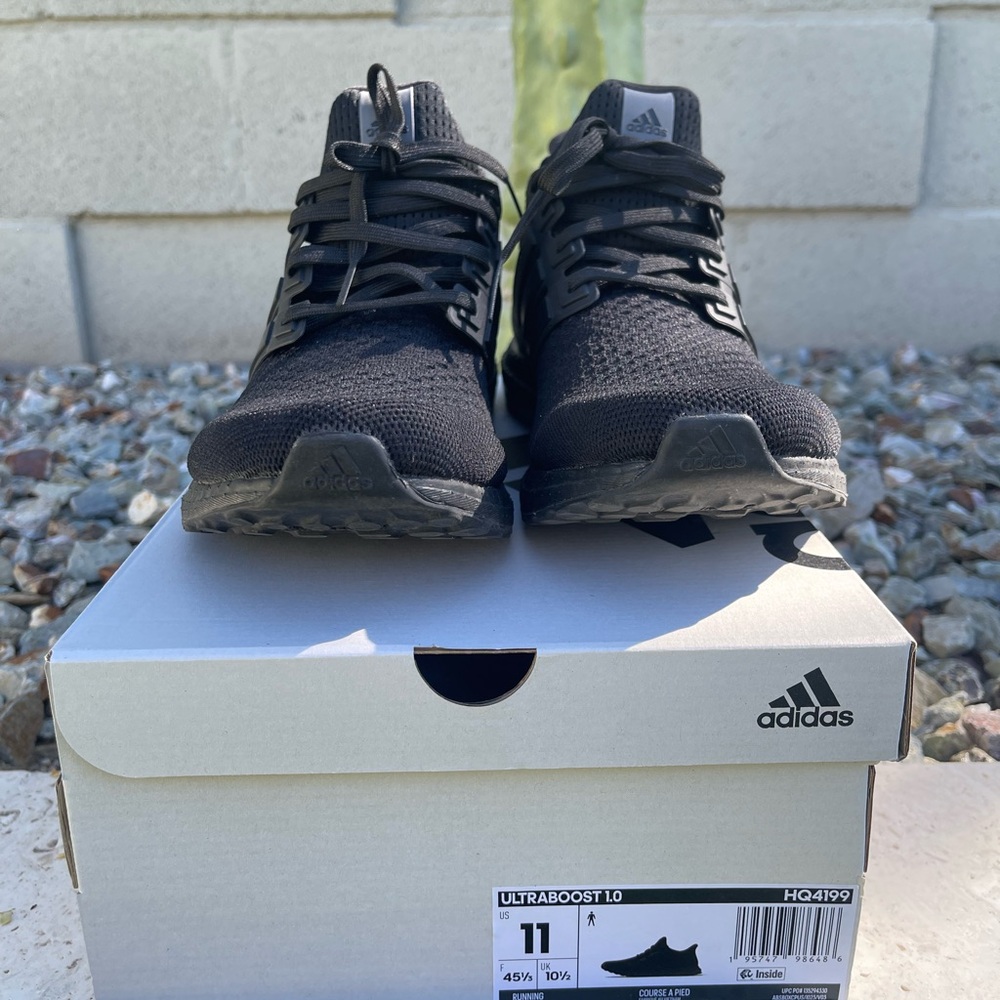 Adidas Ultraboost 1.0 Triple Black Athletic Sneakers - Picture 9 of 10
